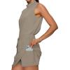 imageXIEERDUO Two Piece Skirt Sets for Women Summer Beach Vacation Outfits Mock Neck Tops Tennis Skirt Lounge Matching SetsCoffee