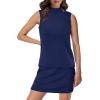 imageXIEERDUO Two Piece Skirt Sets for Women Summer Beach Vacation Outfits Mock Neck Tops Tennis Skirt Lounge Matching SetsDark Blue