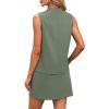 imageXIEERDUO Two Piece Skirt Sets for Women Summer Beach Vacation Outfits Mock Neck Tops Tennis Skirt Lounge Matching SetsGreen