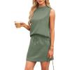 imageXIEERDUO Two Piece Skirt Sets for Women Summer Beach Vacation Outfits Mock Neck Tops Tennis Skirt Lounge Matching SetsGreen