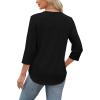 imageXIEERDUO Womens 34 Length Sleeve Tops Dressy Casual Blouses Crewneck TShirts Loose Curved Hem Tunic S3XLA Black