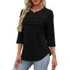 imageXIEERDUO Womens 34 Length Sleeve Tops Dressy Casual Blouses Crewneck TShirts Loose Curved Hem Tunic S3XLA Black