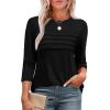 imageXIEERDUO Womens 34 Length Sleeve Tops Dressy Casual Blouses Crewneck TShirts Loose Curved Hem Tunic S3XLA Black