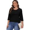 imageXIEERDUO Womens 34 Length Sleeve Tops Dressy Casual Blouses Crewneck TShirts Loose Curved Hem Tunic S3XLA Black