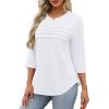 imageXIEERDUO Womens 34 Length Sleeve Tops Dressy Casual Blouses Crewneck TShirts Loose Curved Hem Tunic S3XLA White