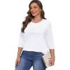 imageXIEERDUO Womens 34 Length Sleeve Tops Dressy Casual Blouses Crewneck TShirts Loose Curved Hem Tunic S3XLA White