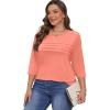 imageXIEERDUO Womens 34 Length Sleeve Tops Dressy Casual Blouses Crewneck TShirts Loose Curved Hem Tunic S3XLCoral