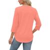 imageXIEERDUO Womens 34 Length Sleeve Tops Dressy Casual Blouses Crewneck TShirts Loose Curved Hem Tunic S3XLCoral