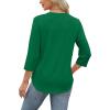 imageXIEERDUO Womens 34 Length Sleeve Tops Dressy Casual Blouses Crewneck TShirts Loose Curved Hem Tunic S3XLGreen