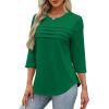 imageXIEERDUO Womens 34 Length Sleeve Tops Dressy Casual Blouses Crewneck TShirts Loose Curved Hem Tunic S3XLGreen