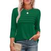 imageXIEERDUO Womens 34 Length Sleeve Tops Dressy Casual Blouses Crewneck TShirts Loose Curved Hem Tunic S3XLGreen