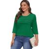 imageXIEERDUO Womens 34 Length Sleeve Tops Dressy Casual Blouses Crewneck TShirts Loose Curved Hem Tunic S3XLGreen