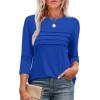 imageXIEERDUO Womens 34 Length Sleeve Tops Dressy Casual Blouses Crewneck TShirts Loose Curved Hem Tunic S3XLRoyal Blue