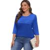 imageXIEERDUO Womens 34 Length Sleeve Tops Dressy Casual Blouses Crewneck TShirts Loose Curved Hem Tunic S3XLRoyal Blue