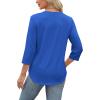 imageXIEERDUO Womens 34 Length Sleeve Tops Dressy Casual Blouses Crewneck TShirts Loose Curved Hem Tunic S3XLRoyal Blue