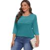 imageXIEERDUO Womens 34 Length Sleeve Tops Dressy Casual Blouses Crewneck TShirts Loose Curved Hem Tunic S3XLTurquoise