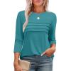 imageXIEERDUO Womens 34 Length Sleeve Tops Dressy Casual Blouses Crewneck TShirts Loose Curved Hem Tunic S3XLTurquoise