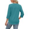 imageXIEERDUO Womens 34 Length Sleeve Tops Dressy Casual Blouses Crewneck TShirts Loose Curved Hem Tunic S3XLTurquoise