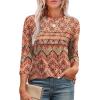imageXIEERDUO Womens 34 Length Sleeve Tops Dressy Casual Blouses Crewneck TShirts Loose Curved Hem Tunic S3XLZ Boho Floral