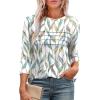 imageXIEERDUO Womens 34 Length Sleeve Tops Dressy Casual Blouses Crewneck TShirts Loose Curved Hem Tunic S3XLZ Floral Leaf