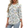 imageXIEERDUO Womens 34 Length Sleeve Tops Dressy Casual Blouses Crewneck TShirts Loose Curved Hem Tunic S3XLZ Floral Leaf