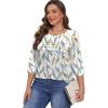 imageXIEERDUO Womens 34 Length Sleeve Tops Dressy Casual Blouses Crewneck TShirts Loose Curved Hem Tunic S3XLZ Floral Leaf