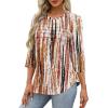 imageXIEERDUO Womens 34 Length Sleeve Tops Dressy Casual Blouses Crewneck TShirts Loose Curved Hem Tunic S3XLZ Tie Dye Brown