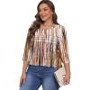 imageXIEERDUO Womens 34 Length Sleeve Tops Dressy Casual Blouses Crewneck TShirts Loose Curved Hem Tunic S3XLZ Tie Dye Brown
