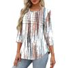 imageXIEERDUO Womens 34 Length Sleeve Tops Dressy Casual Blouses Crewneck TShirts Loose Curved Hem Tunic S3XLZ Tie Dye Multi