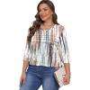 imageXIEERDUO Womens 34 Length Sleeve Tops Dressy Casual Blouses Crewneck TShirts Loose Curved Hem Tunic S3XLZ Tie Dye Multi