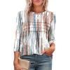 imageXIEERDUO Womens 34 Length Sleeve Tops Dressy Casual Blouses Crewneck TShirts Loose Curved Hem Tunic S3XLZ Tie Dye Multi
