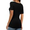 imageXIEERDUO Womens Square Neck ShortLong SleeveTops 2024 Spring Summer Slim Fit Tees ShirtsA Short Sleeve Black
