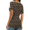 imageXIEERDUO Womens Square Neck ShortLong SleeveTops 2024 Spring Summer Slim Fit Tees ShirtsA Short Sleeve Print Leopard