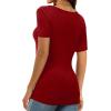 imageXIEERDUO Womens Square Neck ShortLong SleeveTops 2024 Spring Summer Slim Fit Tees ShirtsA Short Sleeve Red
