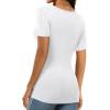 imageXIEERDUO Womens Square Neck ShortLong SleeveTops 2024 Spring Summer Slim Fit Tees ShirtsA Short Sleeve Ribbed White