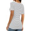imageXIEERDUO Womens Square Neck ShortLong SleeveTops 2024 Spring Summer Slim Fit Tees ShirtsA Short Sleeve Striped White