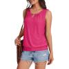 imageXIEERDUO Womens Tank Tops Keyhole V Neck Tank Tops Summer Tops for Women 2025 Eyelet Embroidered Loose FitHot Pink