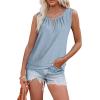 imageXIEERDUO Womens Tank Tops Keyhole V Neck Tank Tops Summer Tops for Women 2025 Eyelet Embroidered Loose FitLight Blue