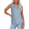 imageXIEERDUO Womens Tank Tops Keyhole V Neck Tank Tops Summer Tops for Women 2025 Eyelet Embroidered Loose FitLight Blue