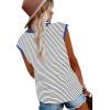 imageXIEERDUO Womens Tops Dressy Casual Summer Striped Shirts Cap Sleeve Tops Color Block Loose FitBlackwhite Blue