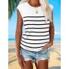 imageXIEERDUO Womens Tops Dressy Casual Summer Striped Shirts Cap Sleeve Tops Color Block Loose FitWhite Black