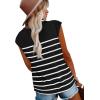 imageXIEERDUO Womens Tops Dressy Casual Summer Striped Shirts Cap Sleeve Tops Color Block Loose FitWhite Blacks