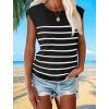 imageXIEERDUO Womens Tops Dressy Casual Summer Striped Shirts Cap Sleeve Tops Color Block Loose FitWhite Blacks