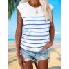 imageXIEERDUO Womens Tops Dressy Casual Summer Striped Shirts Cap Sleeve Tops Color Block Loose FitWhite Blue