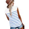 imageXIEERDUO Womens Tops Dressy Casual Summer Striped Shirts Cap Sleeve Tops Color Block Loose FitWhite Blue