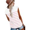 imageXIEERDUO Womens Tops Dressy Casual Summer Striped Shirts Cap Sleeve Tops Color Block Loose FitWhite Pink