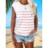 imageXIEERDUO Womens Tops Dressy Casual Summer Striped Shirts Cap Sleeve Tops Color Block Loose FitWhite Pink