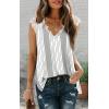 imageXIEERDUO Womens V Neck Lace Tank Tops Summer Casual Sleeveless Shirts Tops Side SplitAcstripe