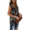 imageXIEERDUO Womens V Neck Lace Tank Tops Summer Casual Sleeveless Shirts Tops Side SplitAdblack Floral