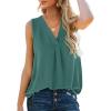 imageTank Top for Women Trendy V Neck Chiffon Blouses for Work Casual Summer Tops Blue L